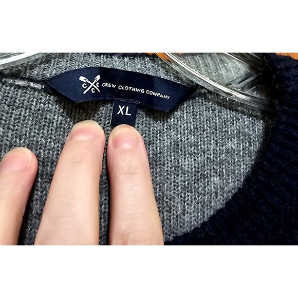 Crew Clothing Company Mens XL Grey & Navy Crew Neck Sweater - Picture 4 of 8